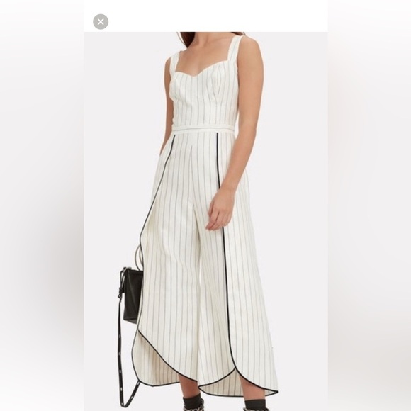 Alexis Sleeveless Blue and White Edaline Flared-Leg Striped Jumpsuit - Size L - Picture 2 of 6